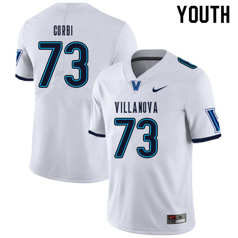 Youth #73 Michael Corbi Villanova Wildcats College Football Jerseys Sale-White - Click Image to Close